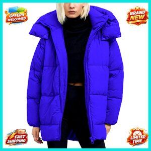 Mid-Length Quilted Puffer Jacket Hooded Oversized Chic Winter Outerwear